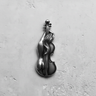 Artistic sterling silver violin pendant with a woman's silhouette, featuring a satin or antique finish for enhanced detail.