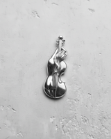 Silver Violin Nude Pendant in 925 sterling silver, top-down view showing the polished finish and artistic female form detail.