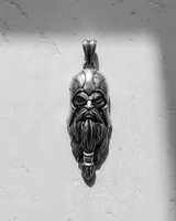 Front view of the Silver Odin Pendant in an oxidized finish, highlighting the fierce expression and single eye detail.