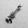 Polished 925 sterling silver rock guitar pendant with a 'rock on' hand gesture headstock, shown top-down.