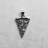 Top-down view of the Silver Pizza Pendant in oxidized 925 sterling silver, showcasing the intricate pepperoni and mushroom details.