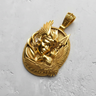 14K gold vermeil over silver Valkyrie pendant featuring winged helmet and eagle detail on white background
