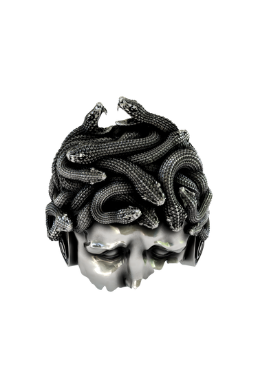 Silver Medusa Serpent Ring