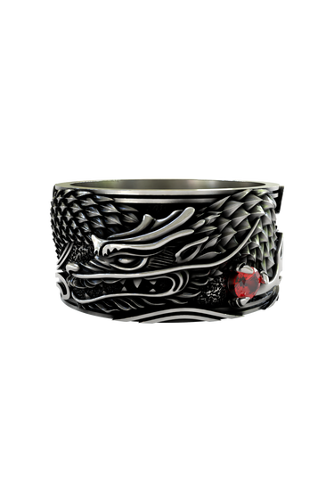 Silver Chinese Dragon Ring