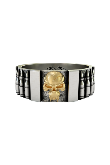 Silver Bullet Skull Ring