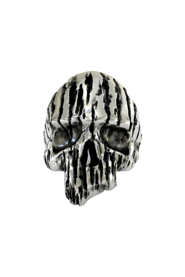 Silver Melted Skull Ring