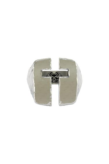 Silver Modern Cross Ring