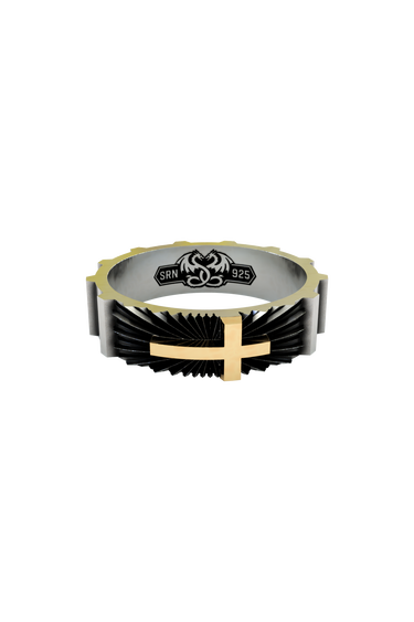 Silver Sunburst Cross Ring
