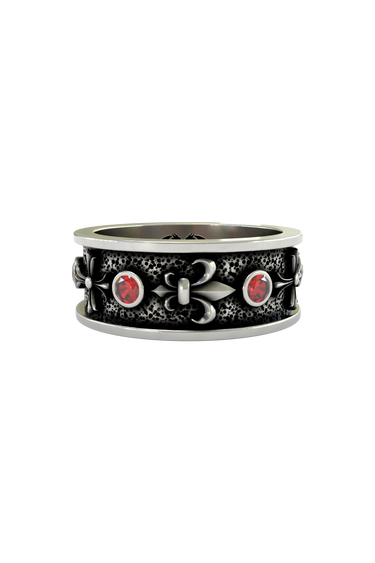 Silver Fleur Cross Ring