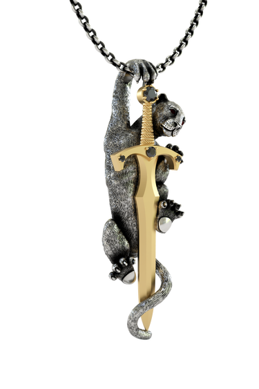 Silver Panther Sword Pendant