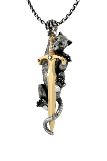 Silver Panther Sword Pendant