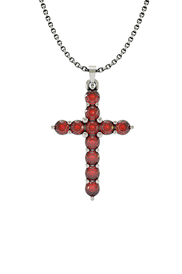 Silver Ruby Cross Pendant