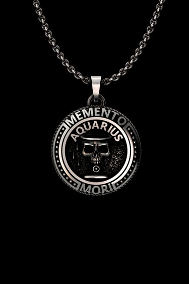 Silver Aquarius Memento Mori Pendant