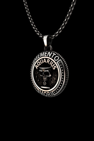 Silver Aquarius Memento Mori Pendant