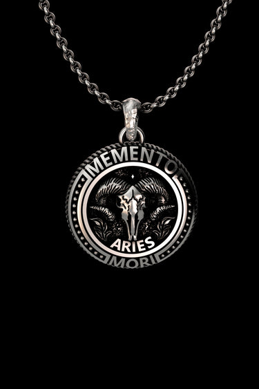 Silver Aries Memento Mori Pendant