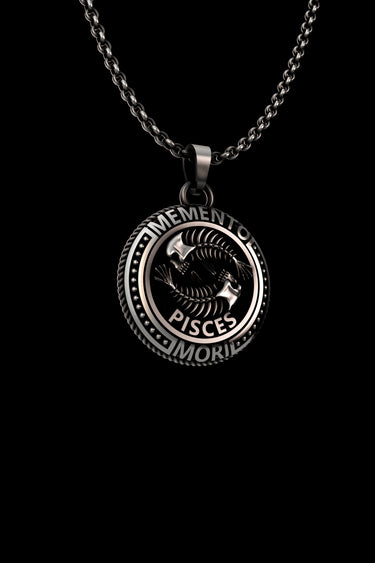 Silver Pisces Memento Mori Pendant