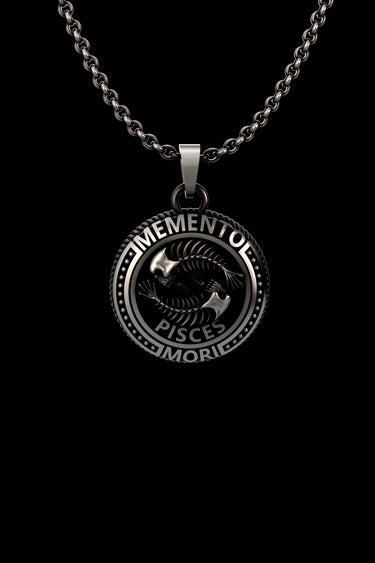 Silver Pisces Memento Mori Pendant