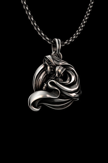Silver Mother Child Embrace Pendant