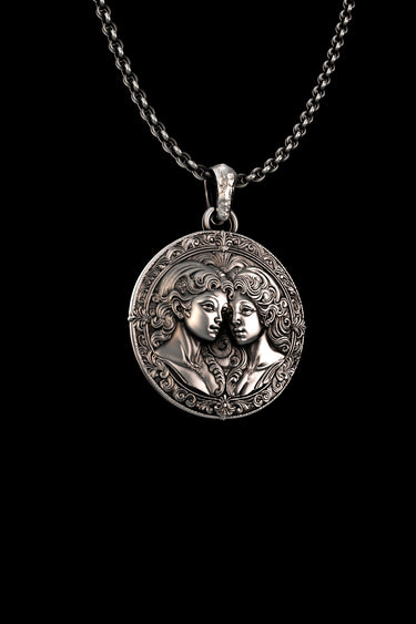 Silver Gemini Zodiac Twins Pendant