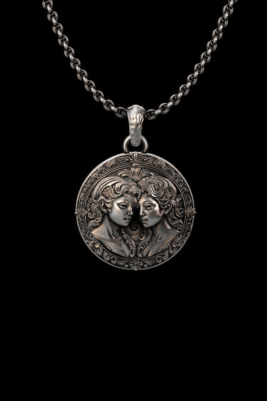 Silver Gemini Zodiac Twins Pendant