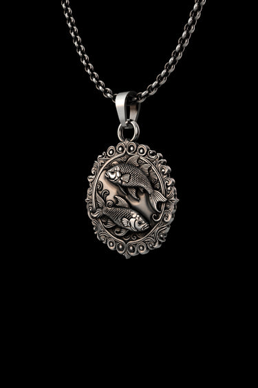 Silver Pisces Zodiac Fish Pendant
