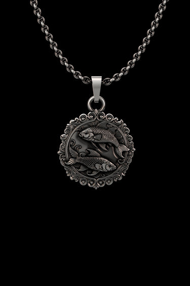 Silver Pisces Zodiac Fish Pendant