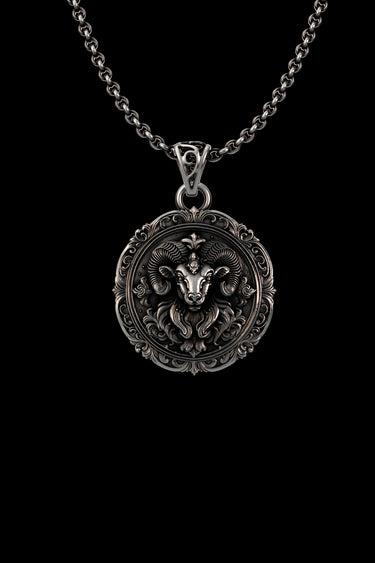 Silver Aries Zodiac Ram Pendant