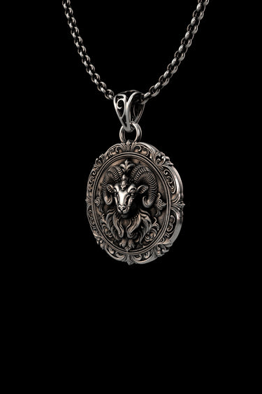 Silver Aries Zodiac Ram Pendant