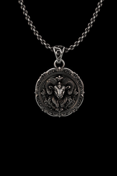 Silver Aries Zodiac Ram Pendant