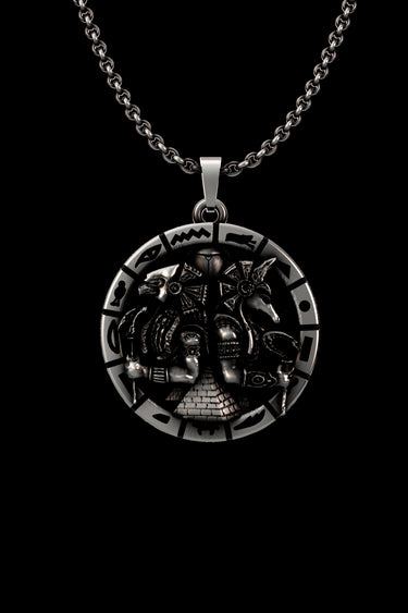 Silver Anubis and Horus Pendant