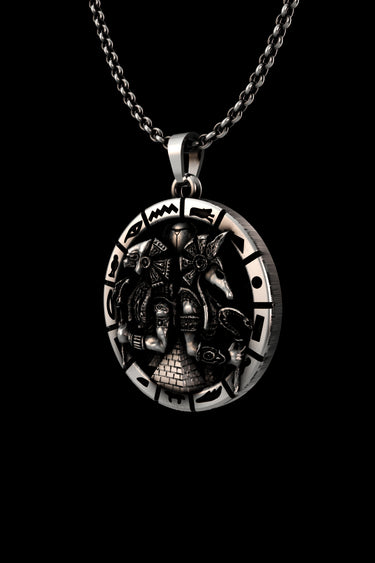 Silver Anubis and Horus Pendant