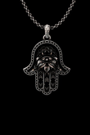 Silver Hamsa Hand Evil Eye Pendant