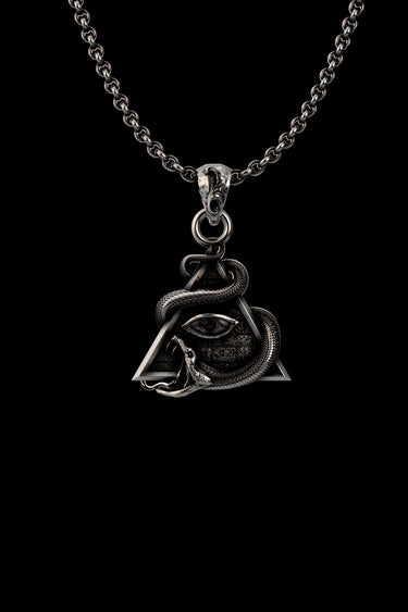 Silver All-Seeing Eye Serpent Pendant