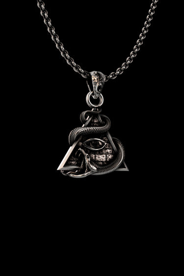 Silver All-Seeing Eye Serpent Pendant