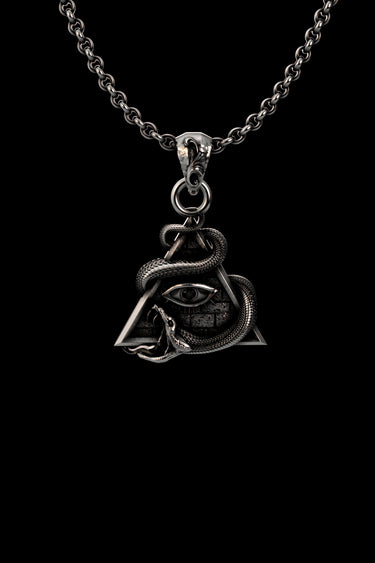 Silver All-Seeing Eye Serpent Pendant