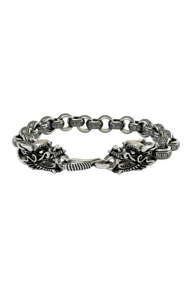 Silver Dragon Greek Bracelet