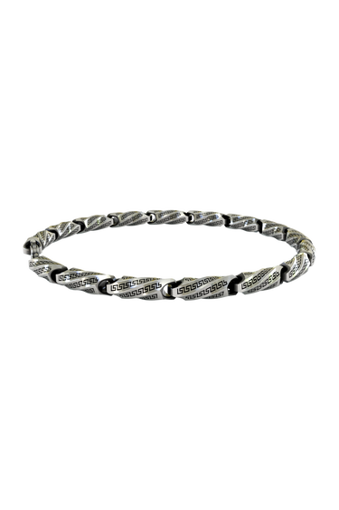 Silver Greek Key Chain Bracelet
