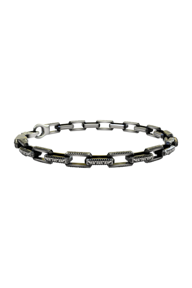 Silver Modern Geometric Link Bracelet