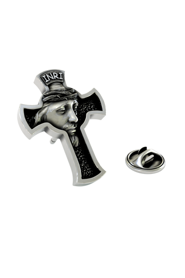 Silver Jesus Christ lapel pin