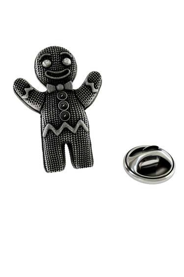 Silver Gingerbread Man Lapel Pin