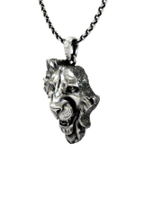 African Lion Pendant in 925 sterling silver worn as a bold statement piece of animal and heritage jewelry