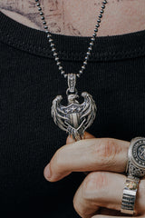 American Eagle Pendant in 925 sterling silver - front view showcasing the eagle and patriotic shield design