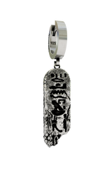 Ancient Script Earring in 925 sterling silver - front view showcasing the Egyptian hieroglyph charm with a stone texture.