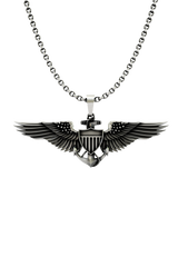 Aviator Wings Pendant in 925 sterling silver - front view of the detailed Naval Aviator insignia design