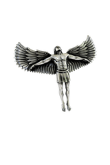 Back of The Fall of Icarus Brooch, showing the 925 sterling silver hallmark and the dual-post pin backing for stability