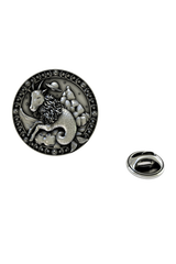 Back of the Capricorn Lapel Pin showing the pin post and the separate butterfly clutch backing.