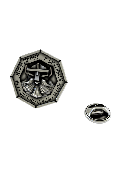 Back of the Dwarven Lapel Pin showing the pin post and the separate butterfly clutch backing.