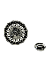 Back of the Roaring Bear Lapel Pin showing the pin post and the separate butterfly clutch backing.