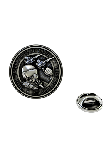 Back of the Royal Air Force Pin showing the pin post and the separate butterfly clutch backing.