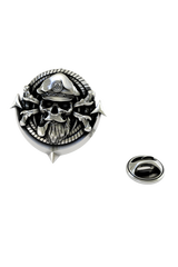 Back of the Sea Captain Skull Pin showing the pin post and the separate butterfly clutch backing.
